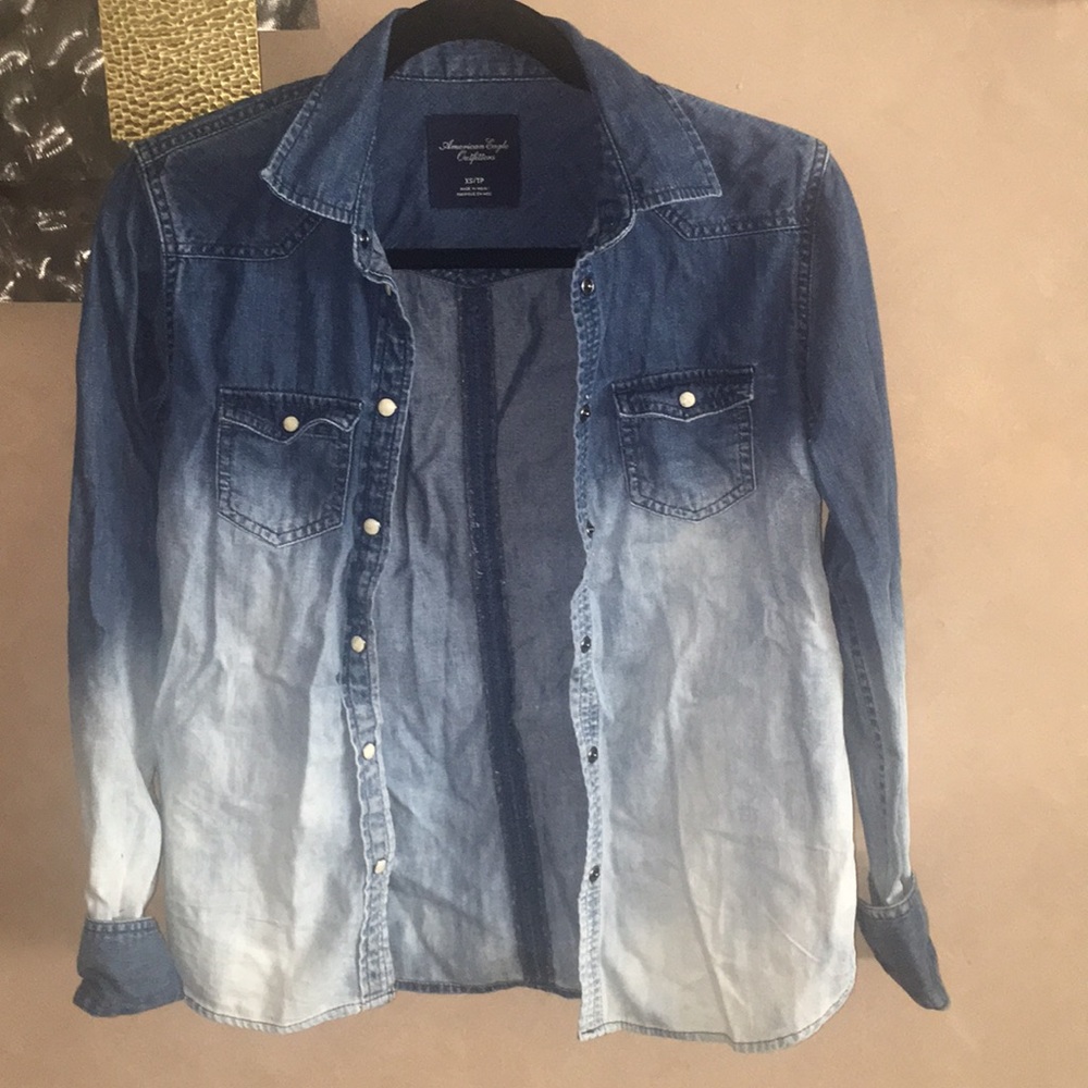 Denim button down top